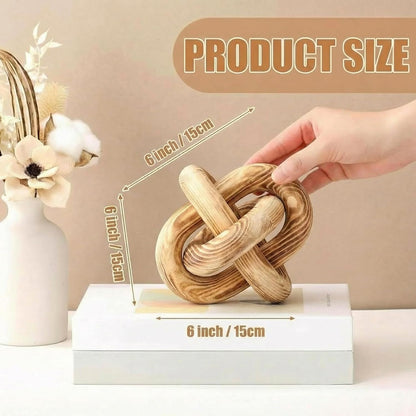 Yalikop 3 Link Wood Knot Decor Rustic Home Décor Accents Hand Carved Coffee Table Decoration, Boho Chain Link Decoration, Modern Shelf, Rustic Objects for Home Living Room Bedroom(White)