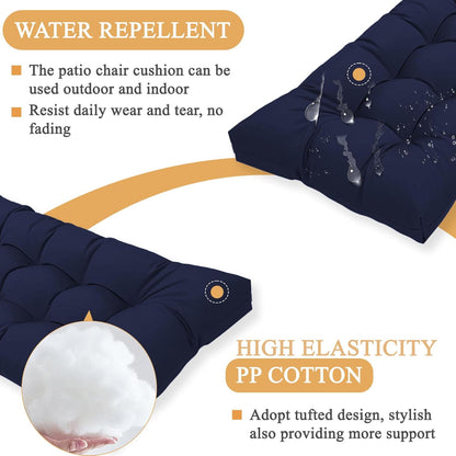 MTMR Outdoor Bench Cushion-44X19 Water-Repellent Tufted Porch Swing Cushions with High Elasticity PP Cotton and Ties Fade-Resistant Patio Outdoor Chair Cushion for Bench Furniture, Indoor Seat Cushion