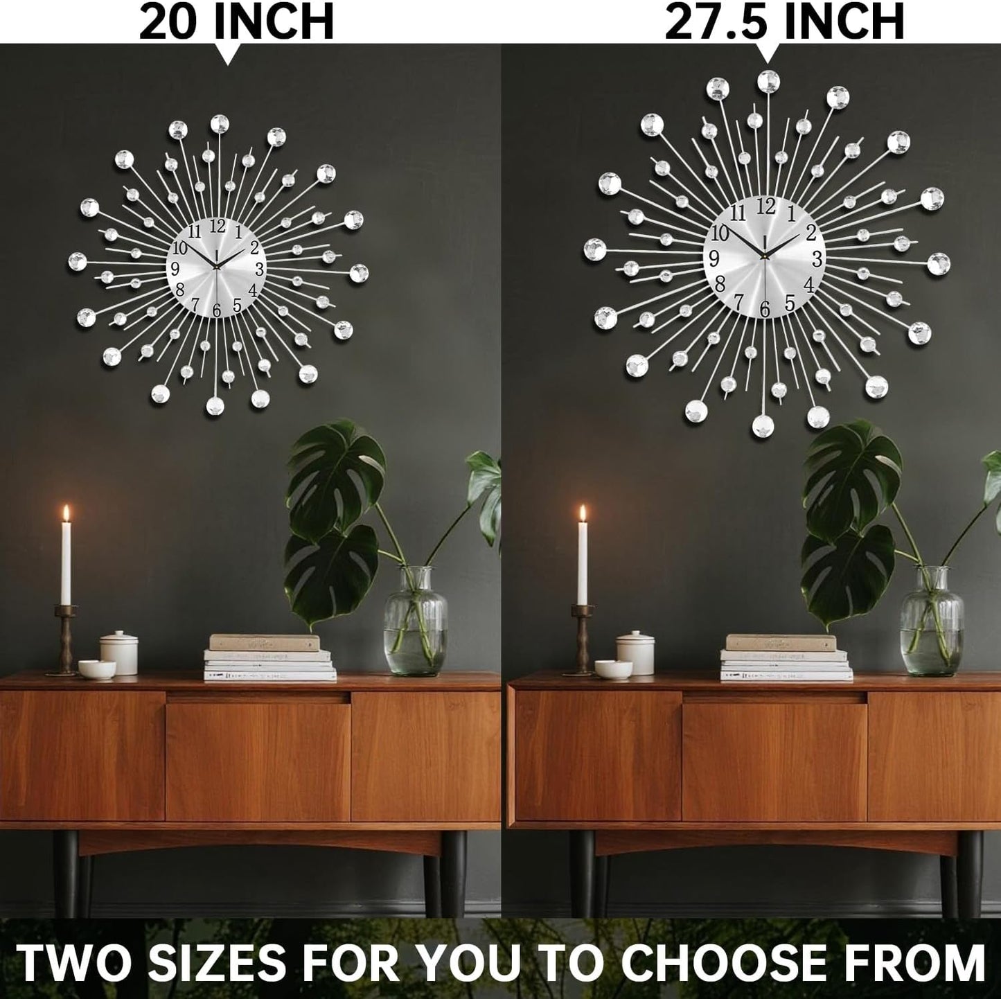 SIN&MI Large Wall Clocks, Silent Sunflower Shape Chic Decorative Wall Clock, Modern Non-Ticking Round Clock Dial Iron Metal Wall Clock for Living Room Decor Entrance Office Cafe 20 Inch