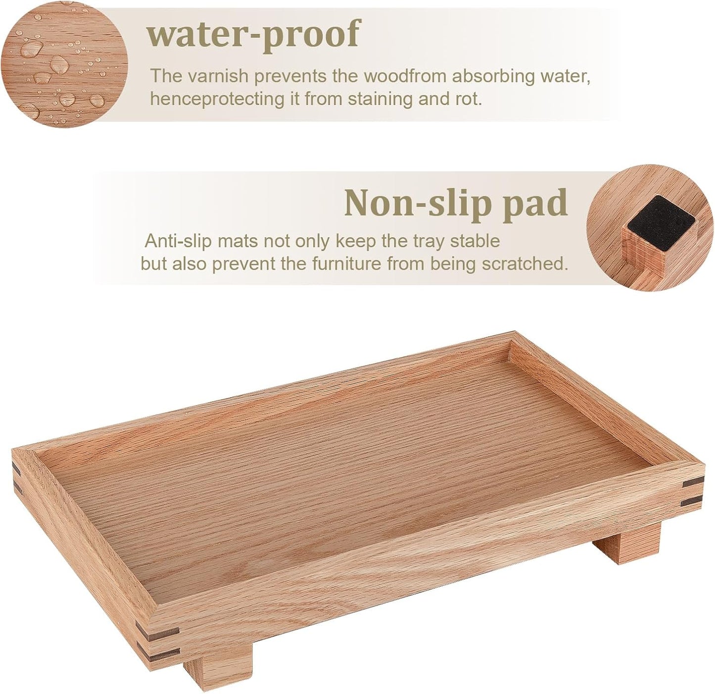 Decorative Tray Small Pedestal Stand Farmhouse Bathroom Decor Wooden Riser Display Stand for Vanity, Kitchen Countertop, Sink, 9.4 * 4.7 White