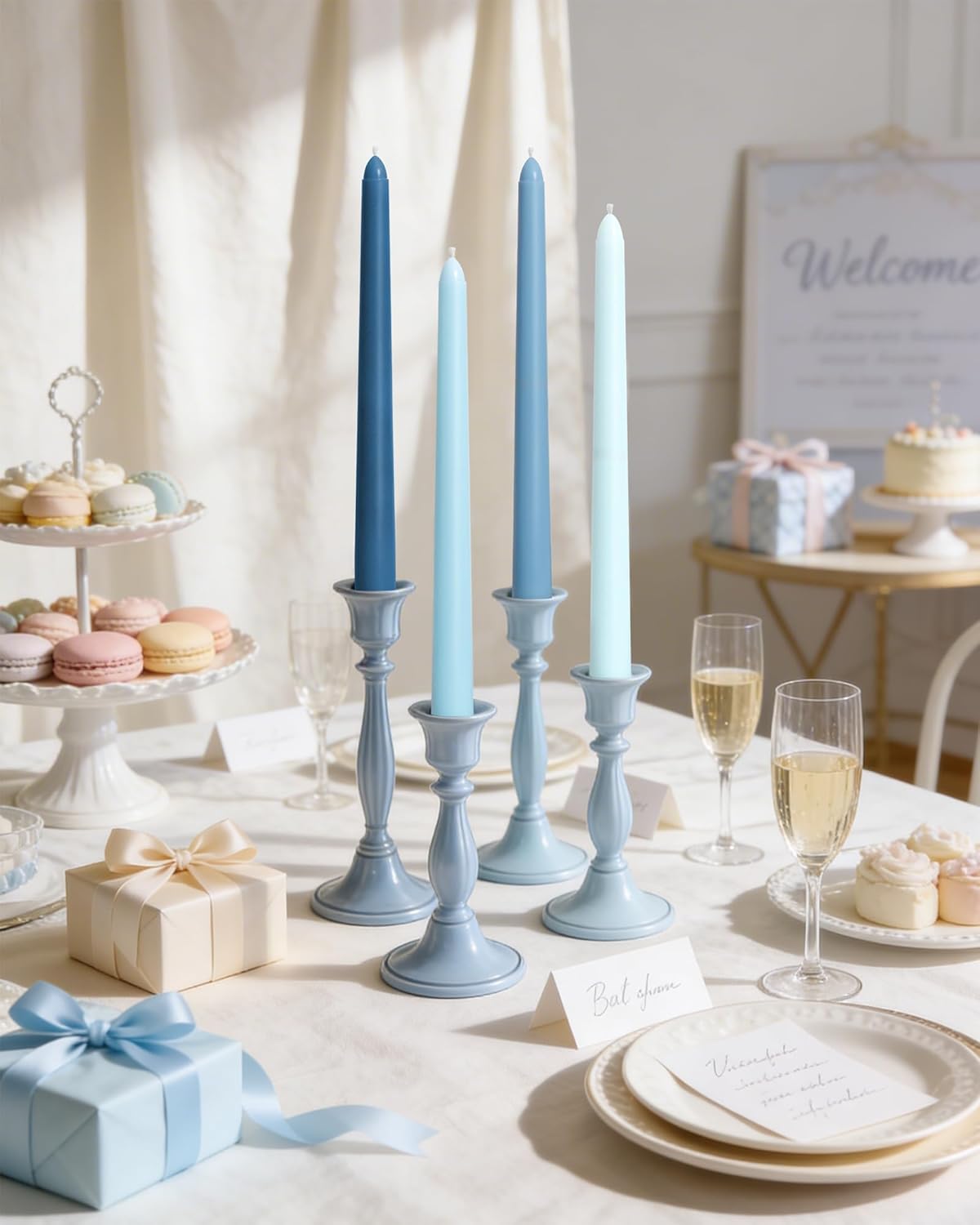 Viyffo Taper Candles, 10 Inch, 4 Pack, Olive Glow – Unscented, Dripless & Smokeless Design, Up to 8 Hour Burn – Long Tall Taper Candlesticks for Wedding, Dinner & Home Decor