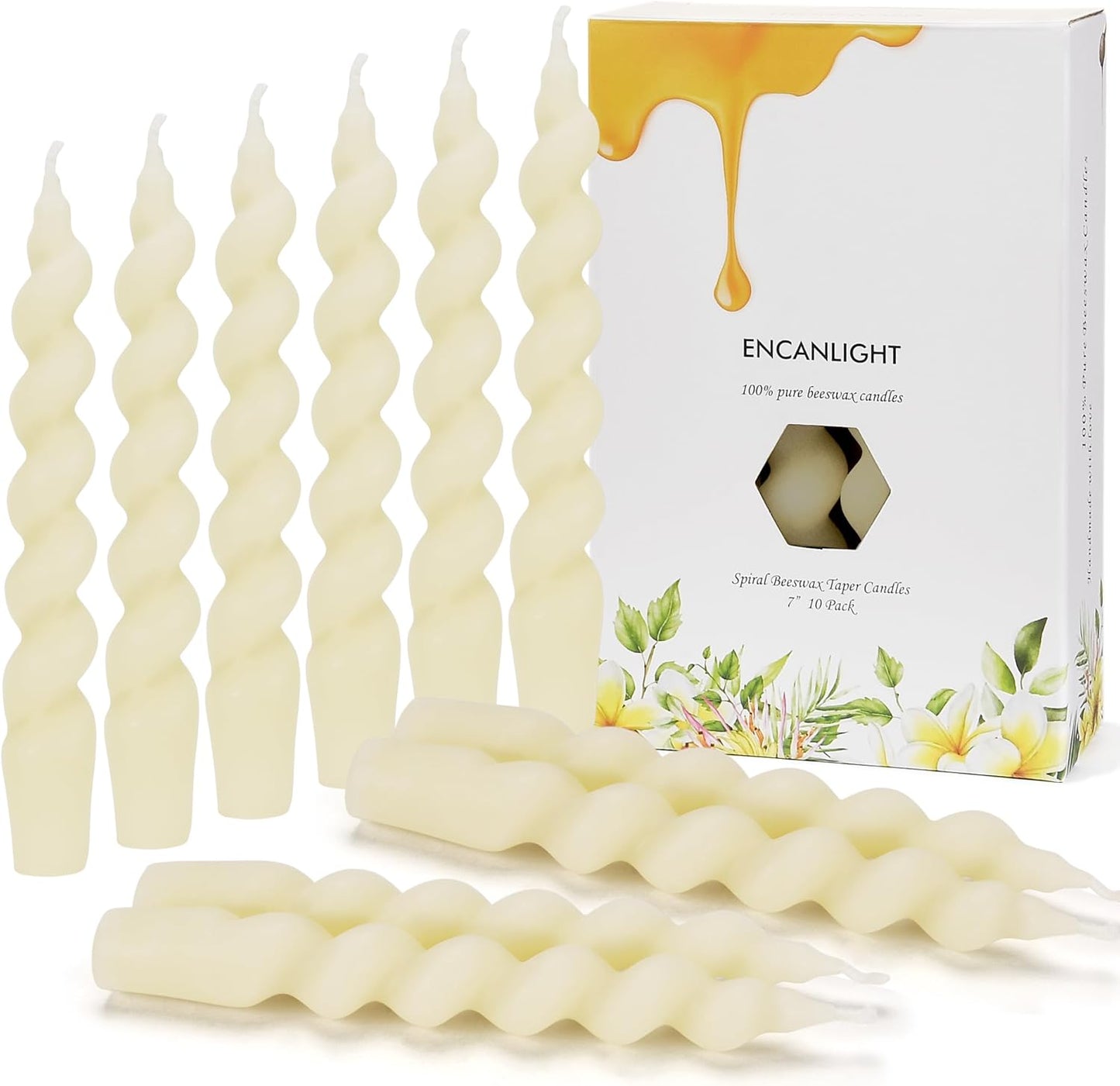 5 Inch Spirat Tapared Candles 10 Pack,0.78" Diameter Ivory Naturel Bee Candles Candlestick,7 Hours Long Lasting Smokeless and Unscented for Home Decoration