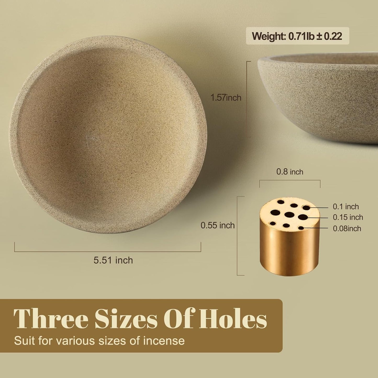 Koville Natural Marble Incense Holder, Incense Holder for Sticks with 9 Holes, Handmade Incense Burner Ash Catcher for Meditation Yoga SPA, Balsam Fir/Palo Santo/Sage/Cone (Green)