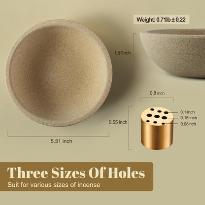 Koville Natural Marble Incense Holder, Incense Holder for Sticks with 9 Holes, Handmade Incense Burner Ash Catcher for Meditation Yoga SPA, Balsam Fir/Palo Santo/Sage/Cone (Green)