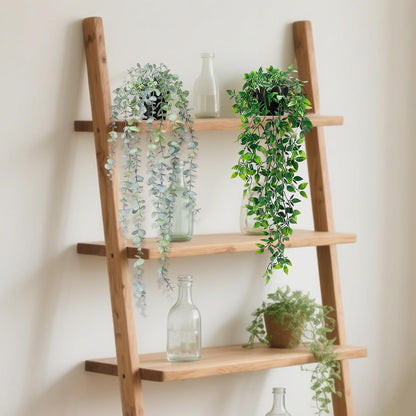 Clearain 1pcs Fake Hanging Plants, Artificial Small Potted Plants, Mini Faux Succulent Plant for Indoor Outdoor Aesthetic Office Living Room Shelf Home Decor (Eucalyptus leaves-1pcs)