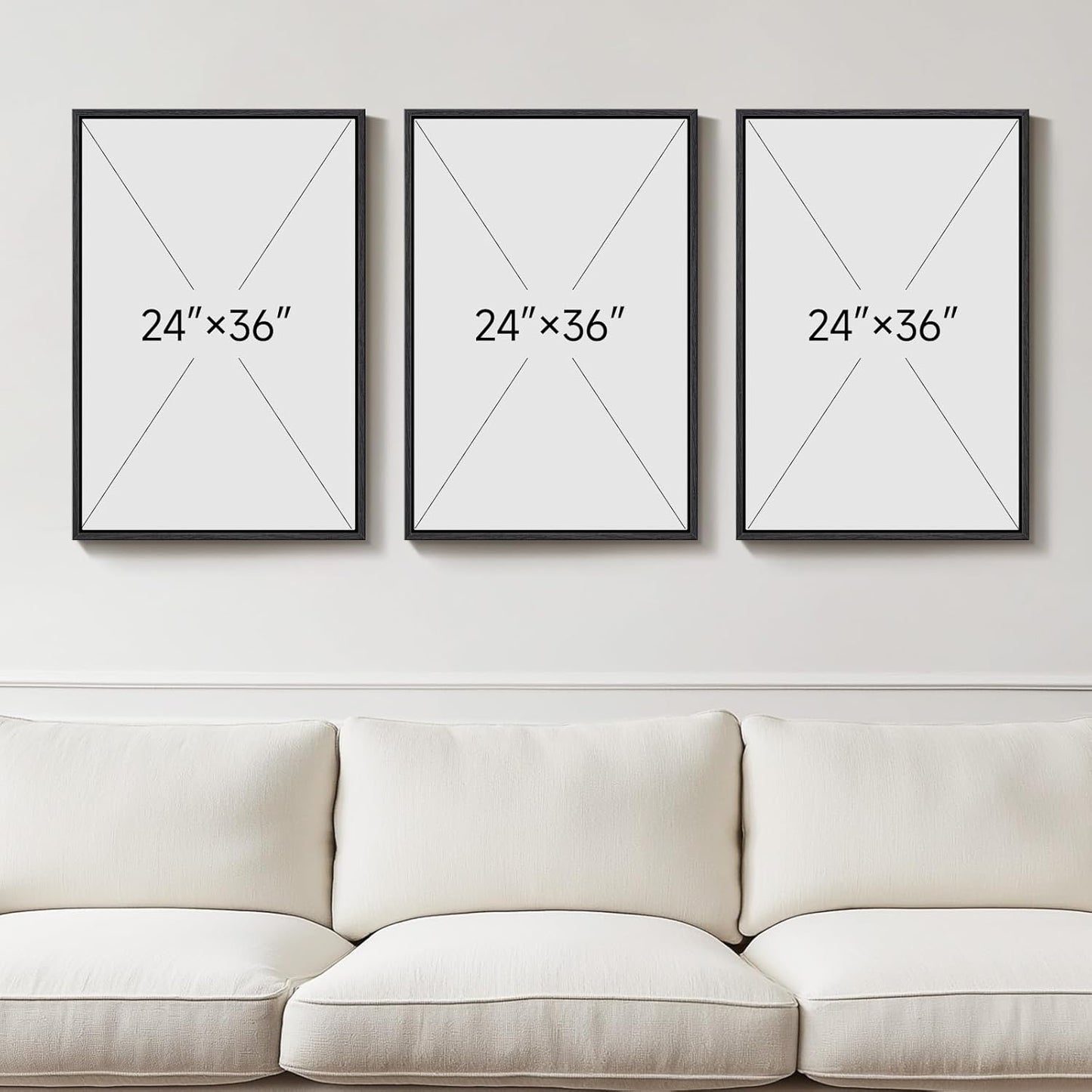 Large Framed Black and White Abstract Wall Art for Living Room, 3 Piece Big Modern Canvas Prints Paintings Artwork for Walls, Minimalist Abstract Art Pictures for Hallway, Office Wall Decor 24x36 In