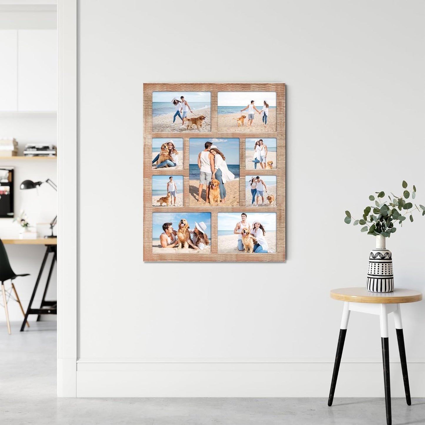 YESKAY 4x6 Picture Frame Collage for Wall Decor, Multiple Photo Collage Frames with Tempered Glass, 7-Opening for 4 x 6 Picture Frames, Rustic Brown, 1 Pack