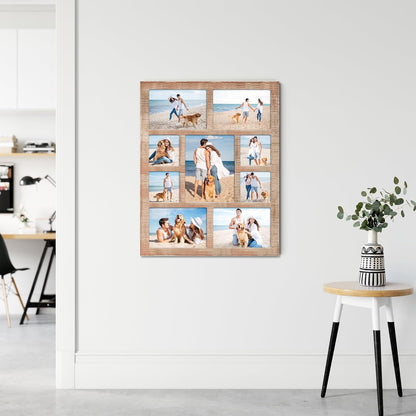 YESKAY 4x6 Picture Frame Collage for Wall Decor, Multiple Photo Collage Frames with Tempered Glass, 7-Opening for 4 x 6 Picture Frames, Rustic Brown, 1 Pack