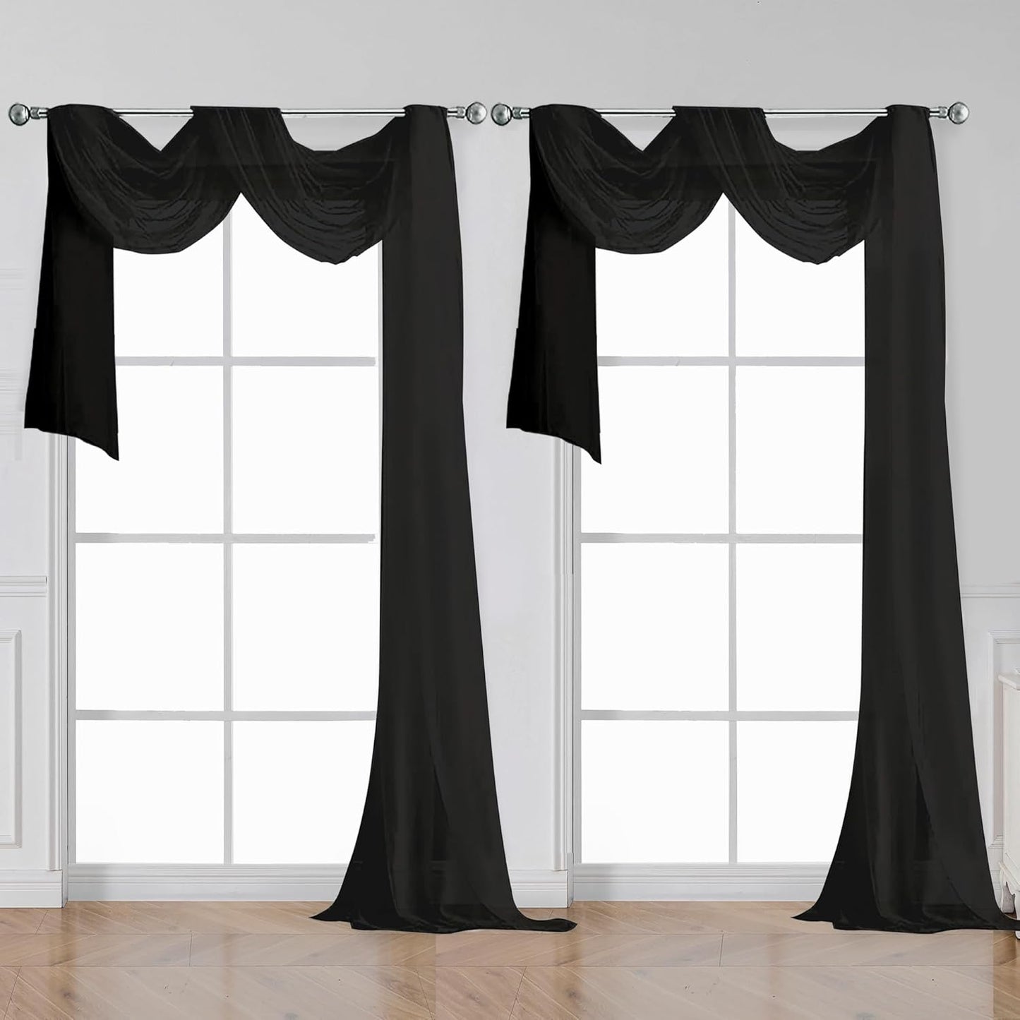 OWENIE Sheer Curtains 84 inches Long 2 Panels Set for Living Room/Bedroom, Rod Pocket Voile Sheer Panel Drapes, White, 2pcs, Each 42" W x 84" L - Colors B