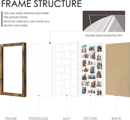 DUENPY 14x26 Collage Picture Frame 4x6 Collage Picture Frame Displays Twelve 4x6 inch Photos Available Horizontal Wall Mounting Display and Vertical Black - Colors A