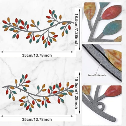 Hotop 2 Pieces Metal Tree Leaf Wall Decor Vine Olive Branch Leaf Wall Art Wrought Iron Scroll Sculptures Above the Bed, Living Room, Outdoor Decoration (Classic Style,Black)