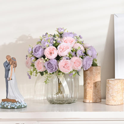 MARTINE MALL 2 Packs Peonies Artificial Flowers, Light Pink Artificial Peonies, Silk Peonies Flowers Fake Peonies Artificial Flowers Peonies Bouquet for Centerpiece Table Wedding Party Home Decor
