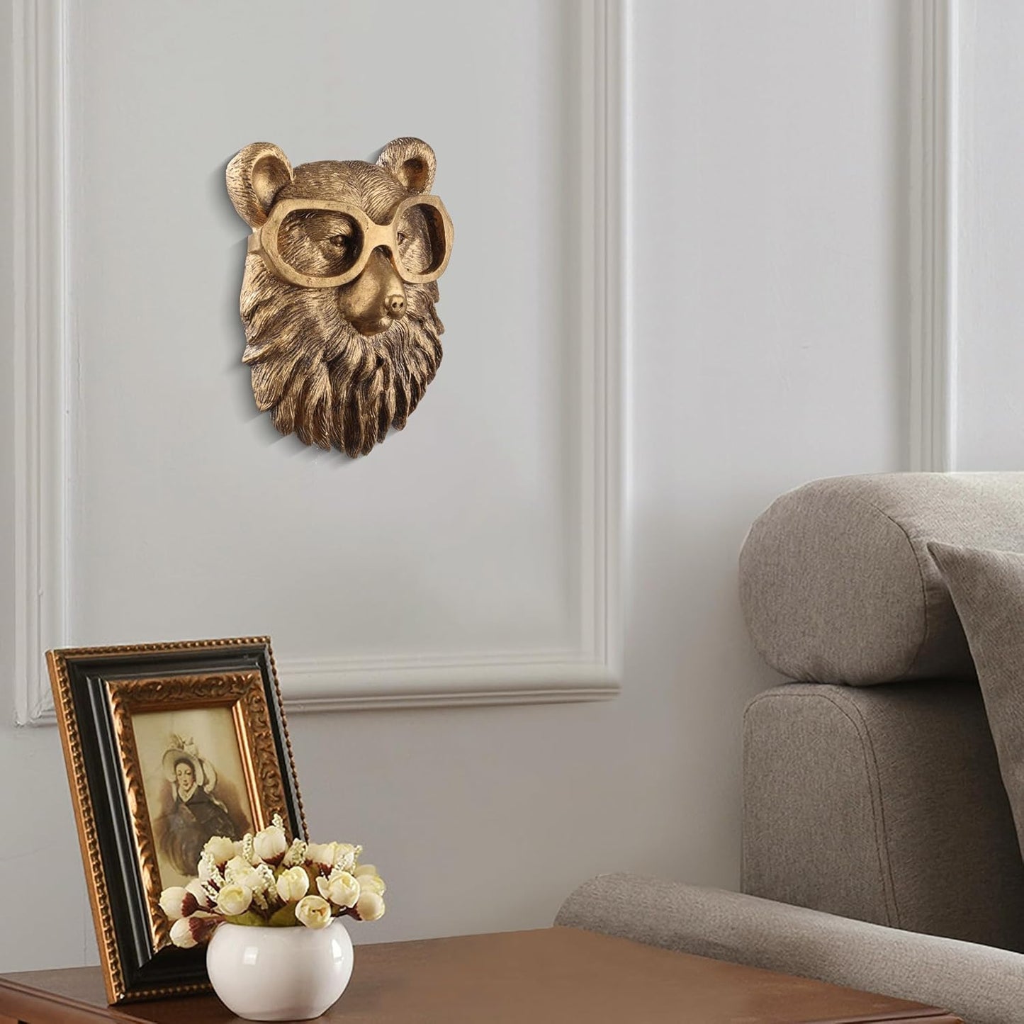 UITWMKTG 5 Pack Animal Head Wall Decor Gold Wall Sculpture Home Decor for Office Bedroom Modern Decor for Men Women