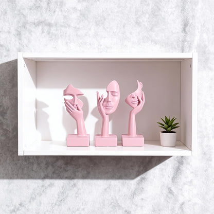 3 Pcs Thinker Small Statue Set - Black Gold Home Decor Abstract Art Figurines for Shelves, Living Room Coffee Table, Office Desktop (3 Pcs Gold, 6")
