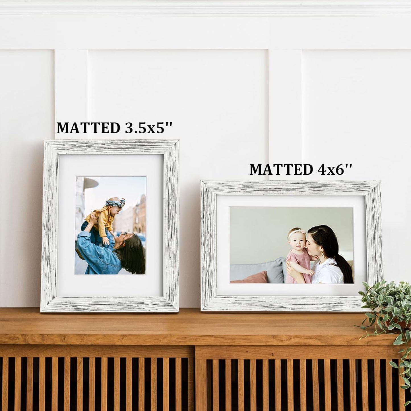 Egofine 8x10 Picture Frames Set of 4, Made of Solid Wood Covered by Plexiglass 4x6 and 5x7 with Mat or 8x10 without Mat, for Table Top Display and Wall Mounting Photo Frame Black