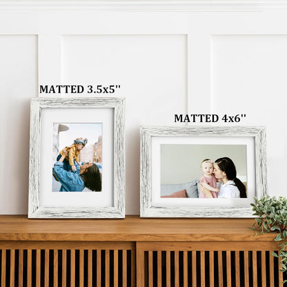 Egofine 8x10 Picture Frames Set of 4, Made of Solid Wood Covered by Plexiglass 4x6 and 5x7 with Mat or 8x10 without Mat, for Table Top Display and Wall Mounting Photo Frame Black