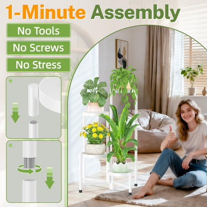 iDavosic.ly Plant Stand Indoor Outdoor, 5 Tier Corner Metal Flower Display Holder Shelf, Folding Tall Orchid Rack for Patio Balcony Porch Garden Living Room House, Black