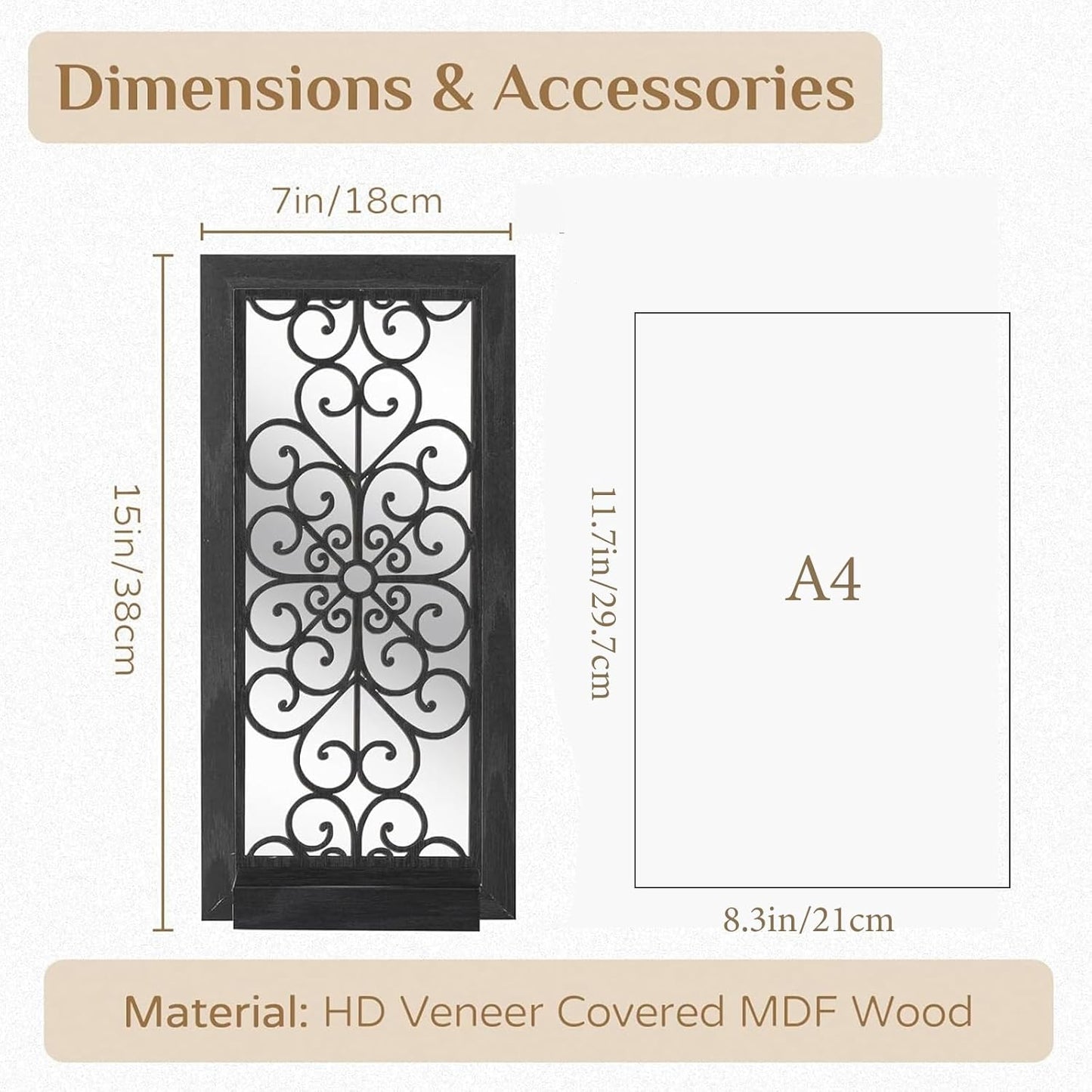 Farmhouse Wall Candle Holder Decor: Rustic Candle Sconces Set of Two for Pillar Candles - Brown Wooden Shelving for Fireplace Bathroom Hallway