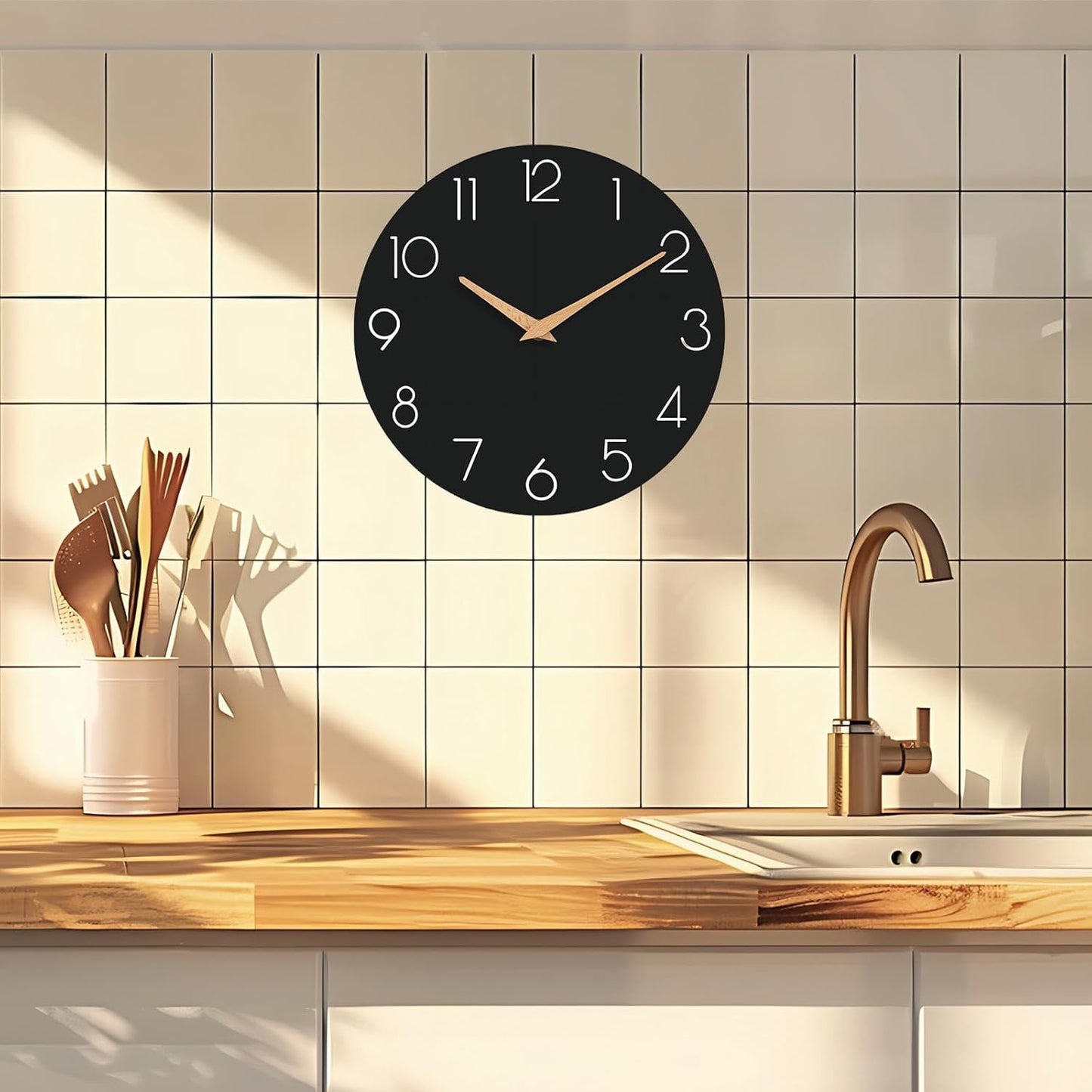 cicininc Wall Clock, Gray Silent Non-Ticking, Decorative Battery Operated Wall Clocks for Bedroom, Kitchen, Home, Office, School, Hotel (8 Inch)
