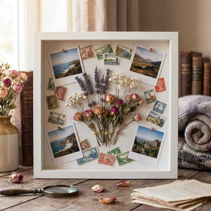 8x10 Shadow Box Frame | Soft Linen Back & Push Pins Included, Polystyrene Glass Memory Display Case for Flowers, Tickets & Cherished 3D Items, Black