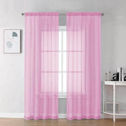 Chyhomenyc Sheer White Valances for Windows 2 Pack, Small Window Curtains for Living Room Bathroom Cafe Laundry Basement, Modern Top Dual Rod Pocket Voile Curtain, 42W x 14L inches, White - Colors A