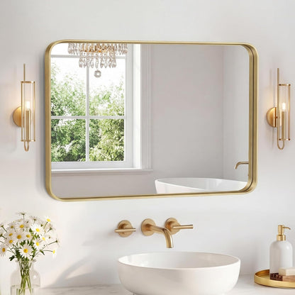NEWBULIG Gold Round Wall Mirror 36 Inch, Bathroom Mirrors for Over Sink, Wall Decor for Bathroom, Entryway, Bedroom, Vanity