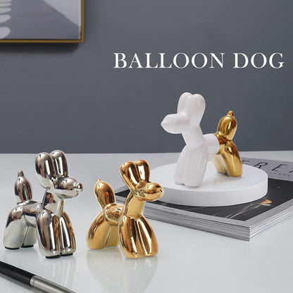 Notakia Cute Ceramics Balloon Dog Statue Crafts Gold Living Room Desktop Decorations,Handmade Modern Small Ceramic Animal Statue Ornament Gold Home Decor Accents