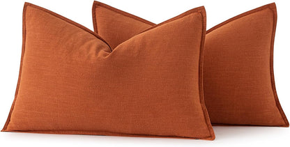 MIULEE Decorative Linen Euro Sham Pillow Covers 26x26 Cream White Boho Farmhouse Neutral Couch Throw Pillows for Bed Pack of 2 Accent Modern Pillowcase Sofa Livingroom Home Decor