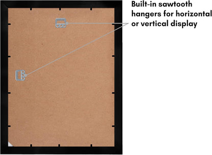 Americanflat 11x14 Picture Frame with Shatter-Resistant Glass - Use as 5x7 Frame with Mat or Display 11x14 Photo Without Mat - Signature Collection - Picture Frames for Wall Display - Black