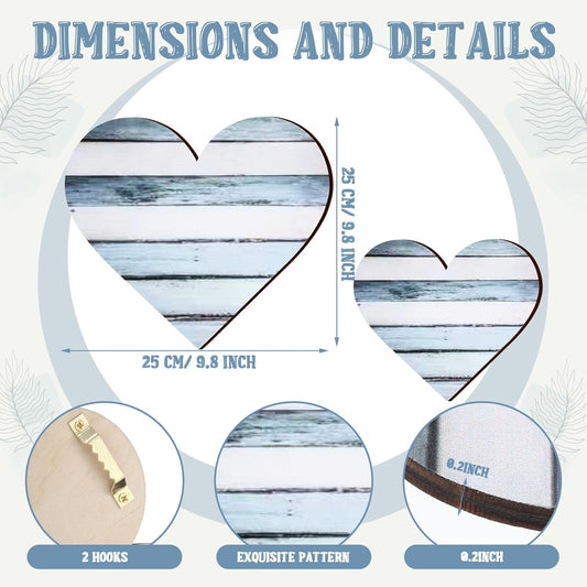 3 Pcs Wooden Hearts Decor Heart Wooden Sign Rustic Hanging Love Plaque for Wall Home Farmhouse Living Room Bedroom Gifts(White)