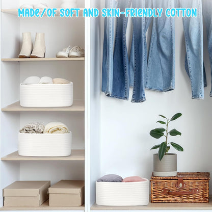 3-Pack Small Storage Baskets for Organizing | Woven Shelf Toy Basket | Rope Baskets for Gifts Empty | Closet Organizer Bins with Handles | Cube Decorative Box | 11.8×7.8×5.1” | Mixed brown