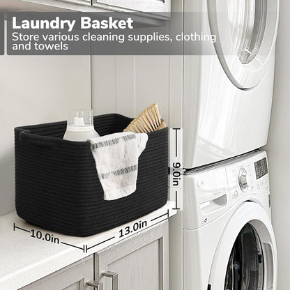 Goodpick Cube Storage Bins - Towel, Book, Cloth, Shoes, Closet Shelf Woven Baskets for Office, Baby Laundry, Toys, 13''x10''x9''