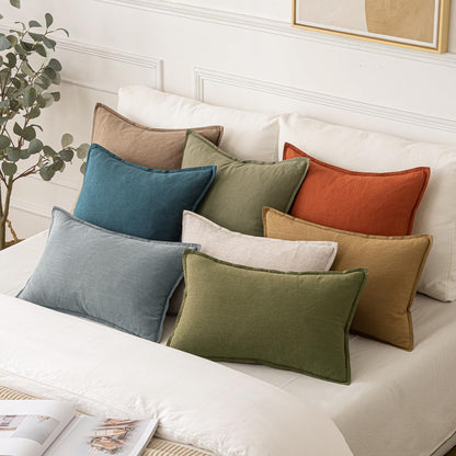 MIULEE Decorative Linen Euro Sham Pillow Covers 26x26 Cream White Boho Farmhouse Neutral Couch Throw Pillows for Bed Pack of 2 Accent Modern Pillowcase Sofa Livingroom Home Decor