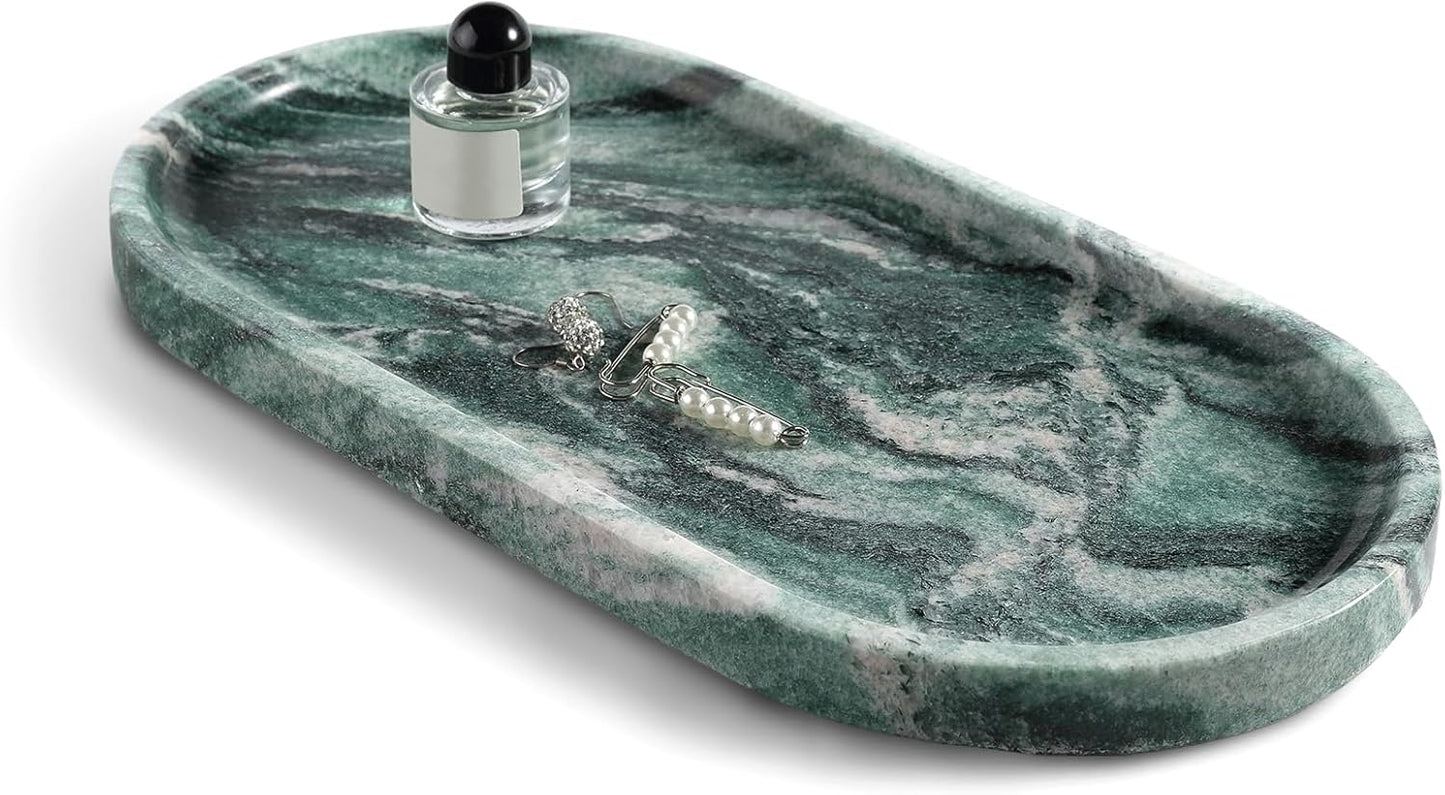 Koville Italian Travertine Tray, 12"x6" Vanity Decorative Marble Tray for Countertop, Catchall Tray for Perfume, Candles, Jewelry Dish Tray
