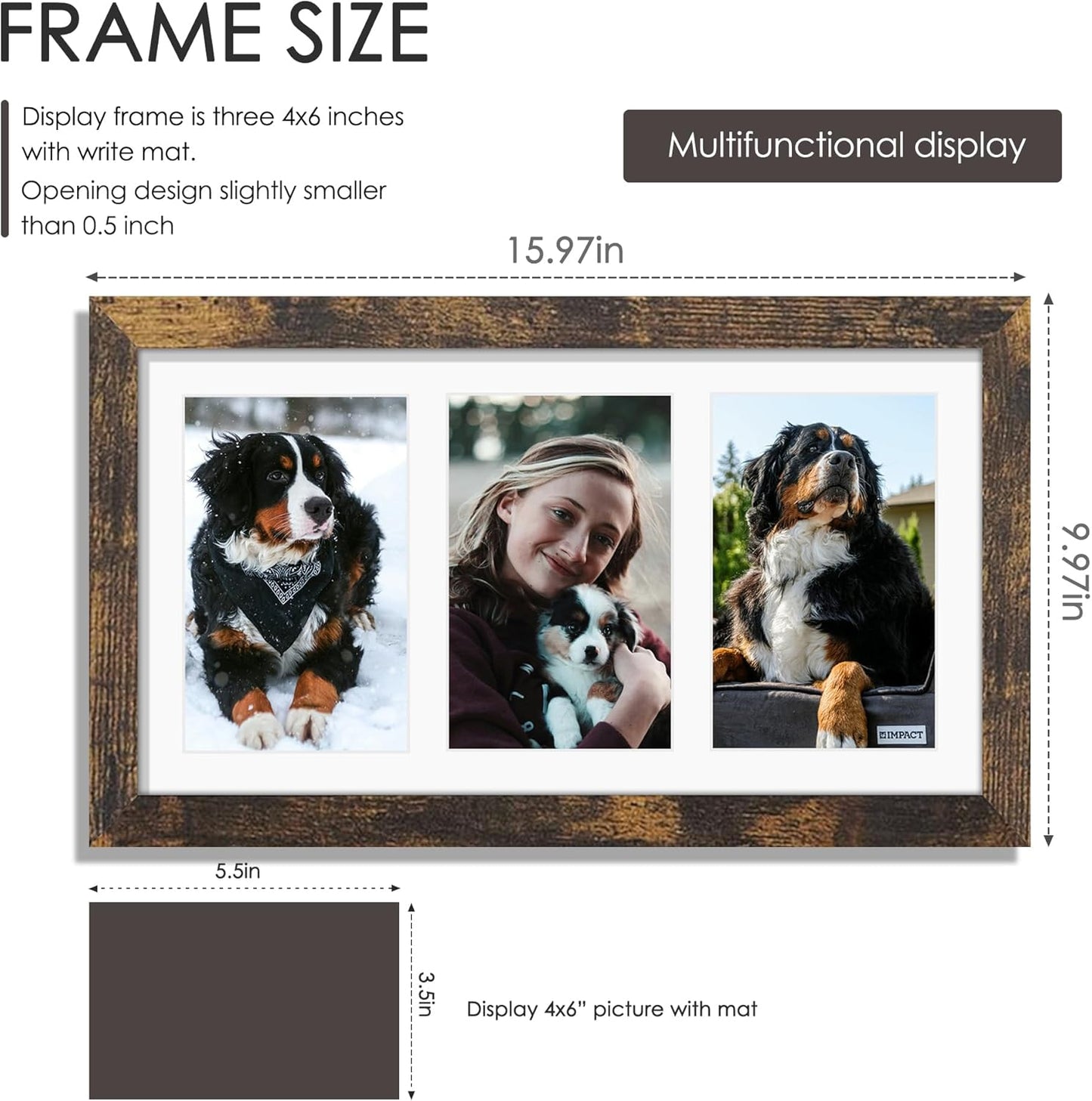 DUENPY 14x26 Collage Picture Frame 4x6 Collage Picture Frame Displays Twelve 4x6 inch Photos Available Horizontal Wall Mounting Display and Vertical Black - Colors A