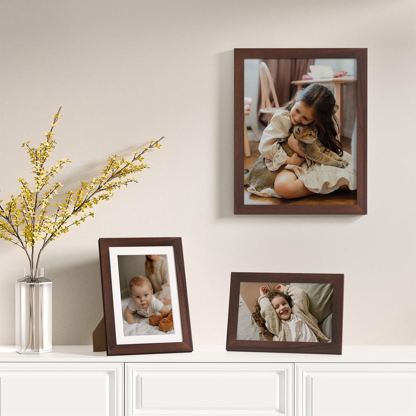 Vittanly 20 Pack Picture Frames Collage Wall Decor, Multi Sizes Including 4pcs 8x10, 8pcs 5x7 and 8pcs 4x6 Photo Frames, Gallery Frame Set for Wall or Tabletop Display, Black, Brown and Dark Grey