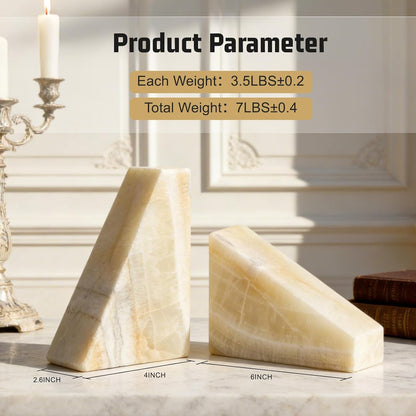 Karibiber Travertine Bookends for Heavy Books, Marble Decorative Bookends for Shelves, Heavy-Duty Stone Book Ends for Hardback Book & Cookbooks, Unique Book Stopper & Holder, Travertino Italy