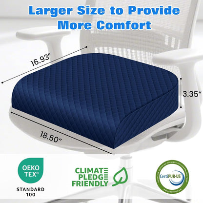 Seat Cushion, Memory Foam Chair Pad for Sciatica & Hip Pain Relief, Non-Slip Cushion for Office, Home, Car, Large Desk Chair Cushion, Washable Cover & Handle, Large, Black