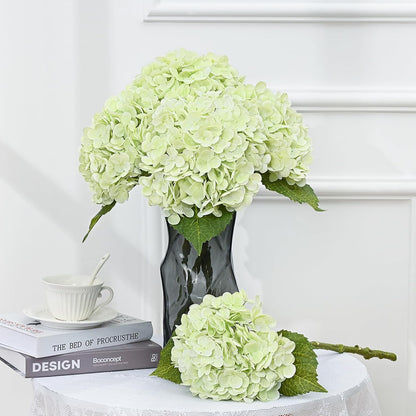 MARTINE MALL 3Pcs 21in Hydrangea Artificial Flowers, Latex Real Touch Hydrangeas Lifelike Large Hydrangea Flowers for Home Decor Party Arrangements Wedding Bouquets Centerpieces (Blue)