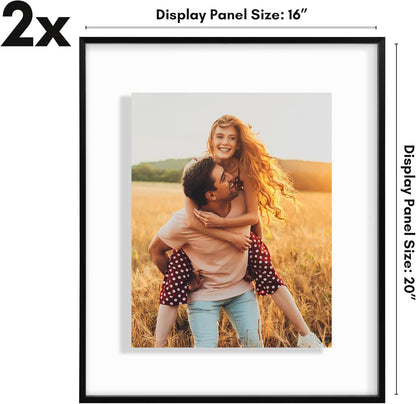 Americanflat Aluminum 11x14 Floating Picture Frame with Shatter-Resistant Glass - Use as 8x10 Picture Frame or Display 11x14 Photo - Signature Float Collection - Photo Frames for Wall Display - Black