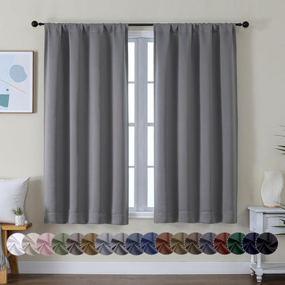 Simplebrand Ava Sage Green Blackout Curtains for Bedroom 63 Inch Length 2 Panels Set, Solid Thermal Insulated Energy Saving Rod Pocket Window Treatment Curtains Blackout Drapes, W40 x L63 Inch, Sage - Colors B