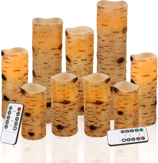 Vinkor Flameless Candles Battery Operated Candles Real Wax Pillar LED Candles with 10-Key Remote and Cycling 24 Hours Timer (Ivory 4" 5" 6" 7" 8" 9")