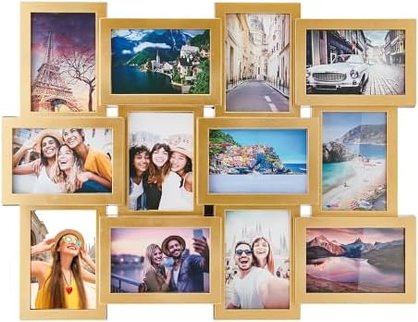 MELANNCO Collage Picture Frame for Wall, Holds 12 Photos - Six 4x6 and Six 6x4 Images, 18x23 Inch Black Plastic Frame, Hang Horizontal or Vertical, Gallery Wall Decor