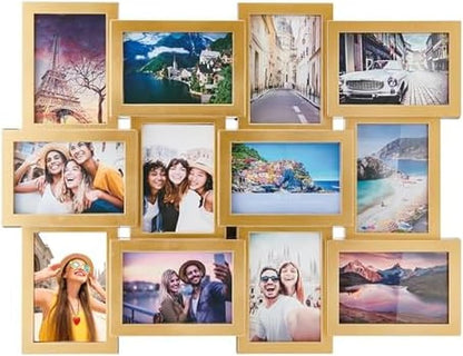 MELANNCO Collage Picture Frame for Wall, Holds 12 Photos - Six 4x6 and Six 6x4 Images, 18x23 Inch Black Plastic Frame, Hang Horizontal or Vertical, Gallery Wall Decor