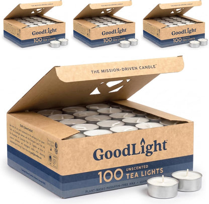 GoodLight Unscented Vegan and Paraffin-Free Tea Light Candles (24 Candles)