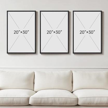 Large Framed Black and White Abstract Wall Art for Living Room, 3 Piece Big Modern Canvas Prints Paintings Artwork for Walls, Minimalist Abstract Art Pictures for Hallway, Office Wall Decor 24x36 In