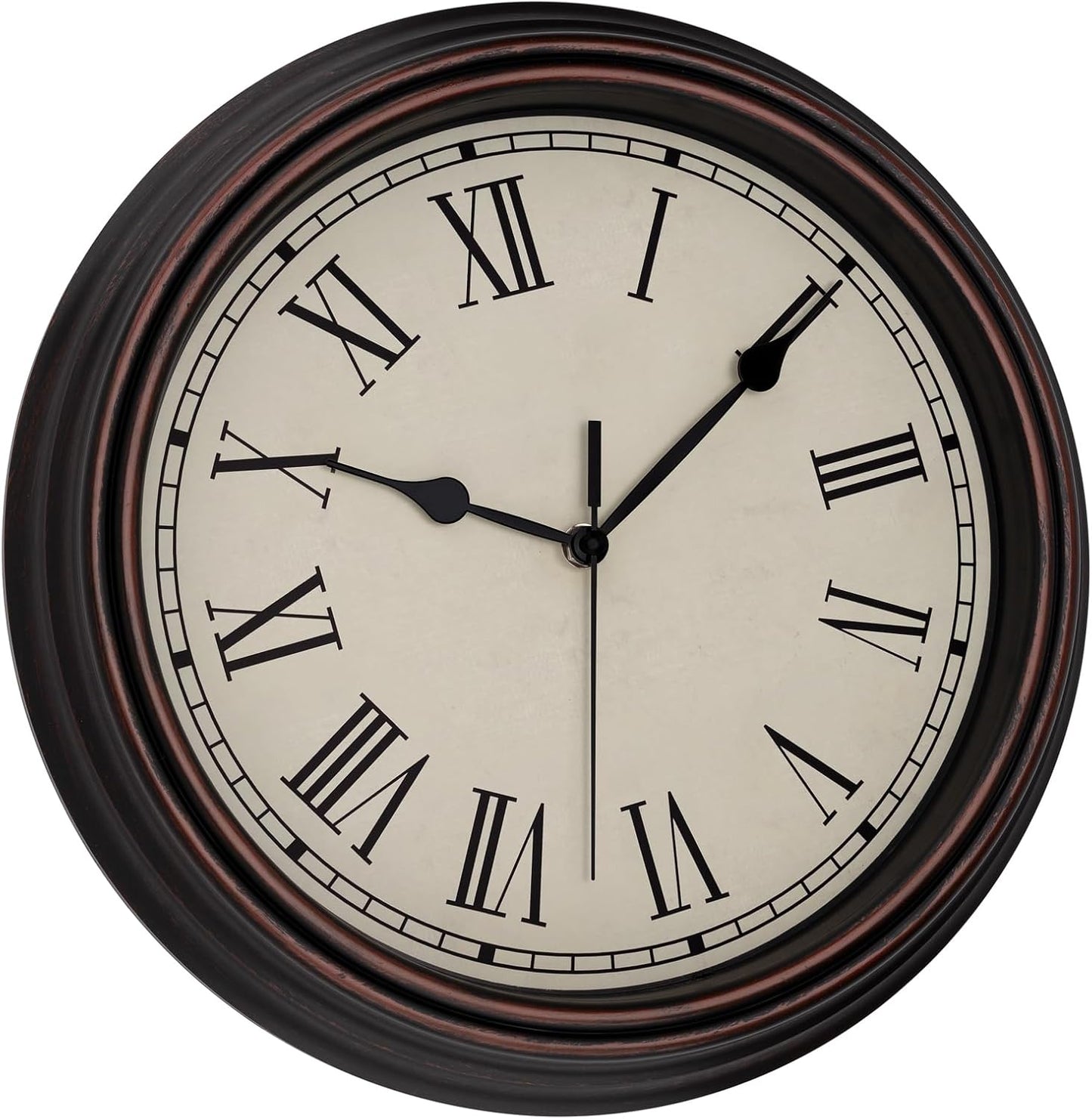 Foxtop Retro Silent Non-Ticking Round Classic Clock Quartz Decorative Battery Operated Wall Clock for Living Room Kitchen Home Office 12 Inch (Bronze)