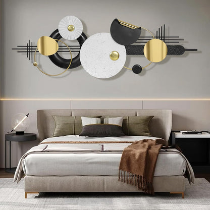 Lucky Monet Large Wall Decor for Living Room, Modern Metal Wall Art, 3D Textured Geometric Wall Sculpture 59"x24" Wall Hanging Decoration for Dinning Room Bedroom Entryway