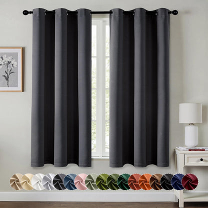 MIULEE Blackout Curtains for Bedroom Living Room 2 Panels, Thermal Insulated Room Darkening Drapes Grommet Noise Reducing Light Blocking Window Treatments 63 Inches Long 40x63 Inch Black - Colors A