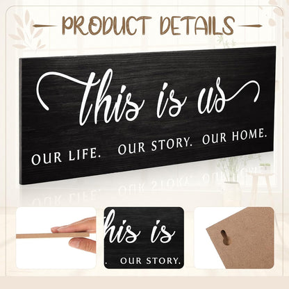 Jetec This Is Us Wall Sign Wooden Family Wall Plaques Inspiration Sign Farmhouse Entryway Rustic Plaques Art with Quotes for Living Room Bedroom Christmas Decorations(Antique White)